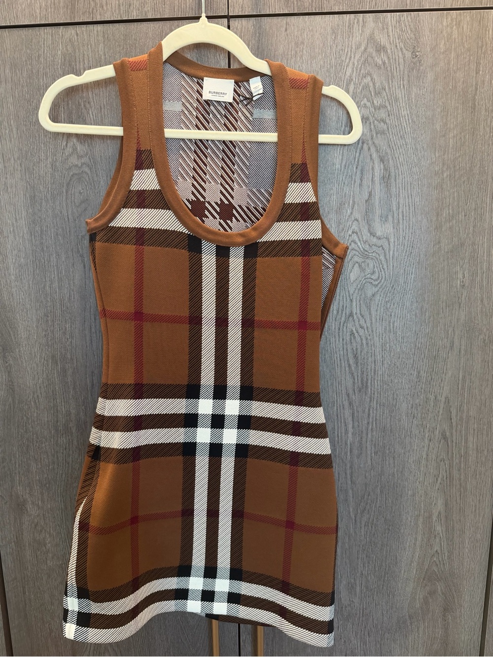 Burberry Brown Plaid Sleeveless Mini Dress - Picture 3 of 5